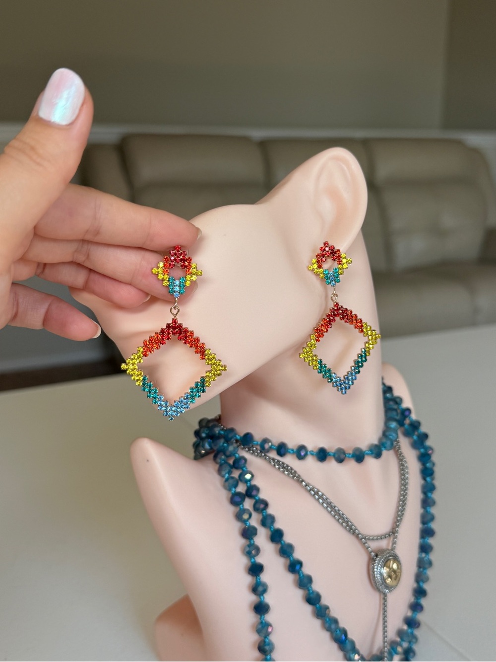 Colorful Drop Dangle Earrings - Multicolor - Picture 8 of 12
